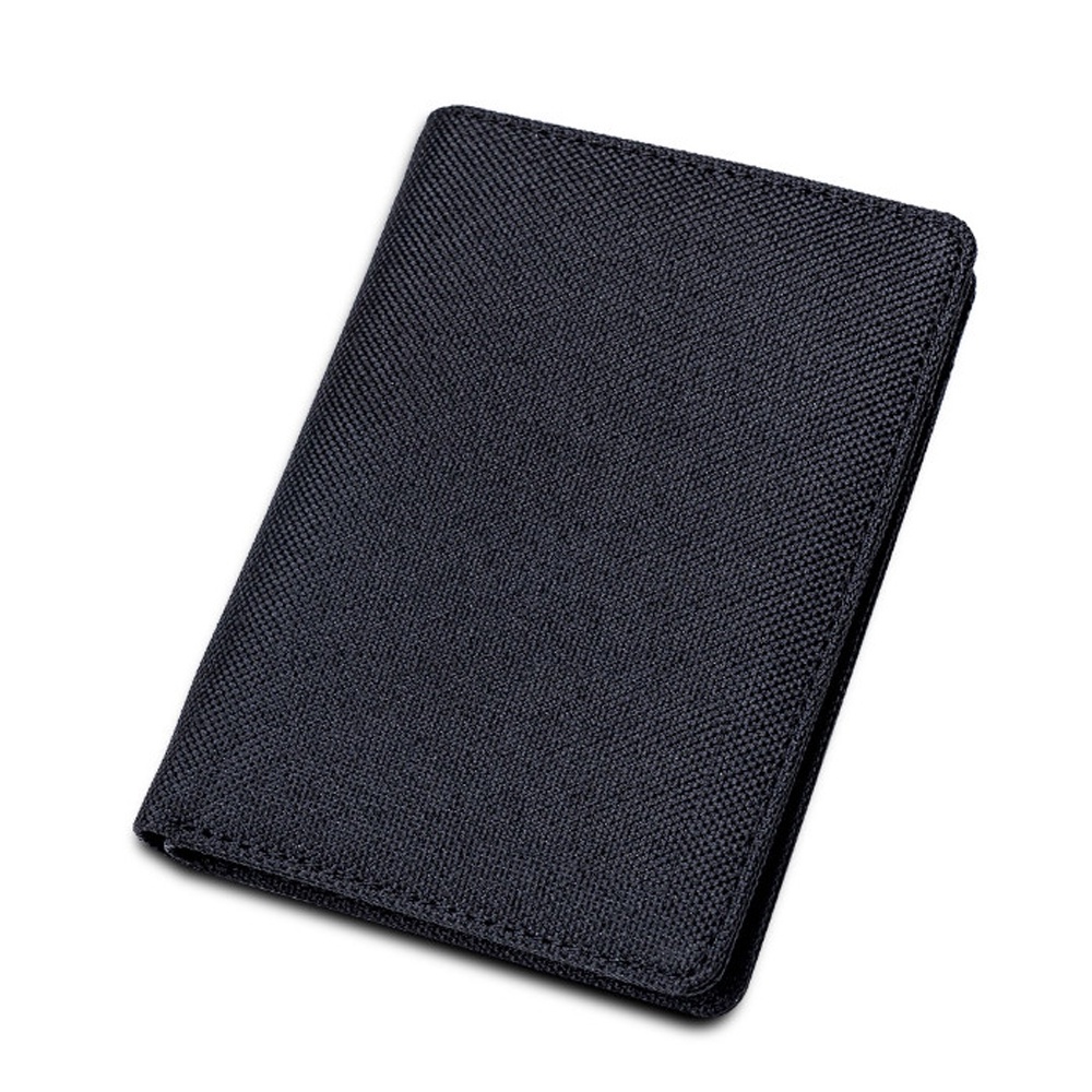 Dompet Pria Canvas POLOS Dompet Lipat 3/4 Bahan Kanvas - Black + BOX