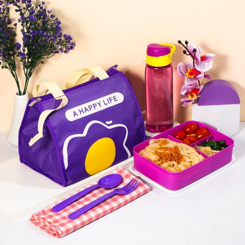 kotak makan anak / lunch box fit set / tempat makanan anak / tas bekal anak