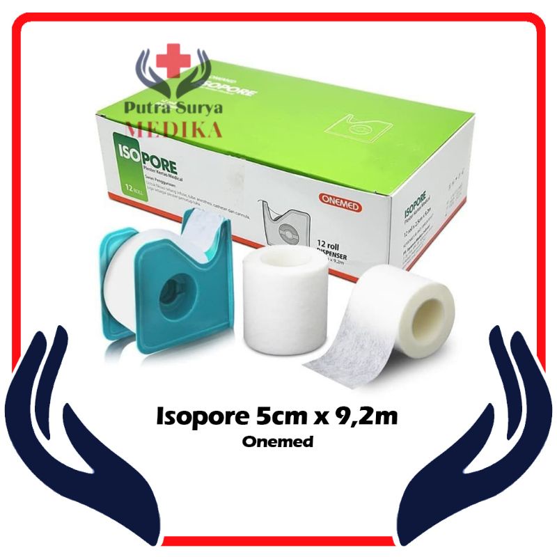 Isopore 5cm x 9.2m + Dispenser Onemed | Plester Kertas Medical