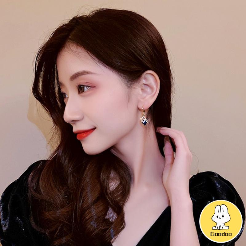 Anting titanium Berlian Rhombus bentuk minyak Drop anting Cinta modis anting-anting High-end wanita -Doo