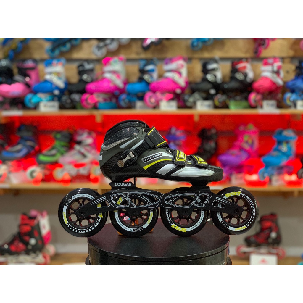 Sepatu Roda Speed Inline Skate Cougar SR7 Black Yellow