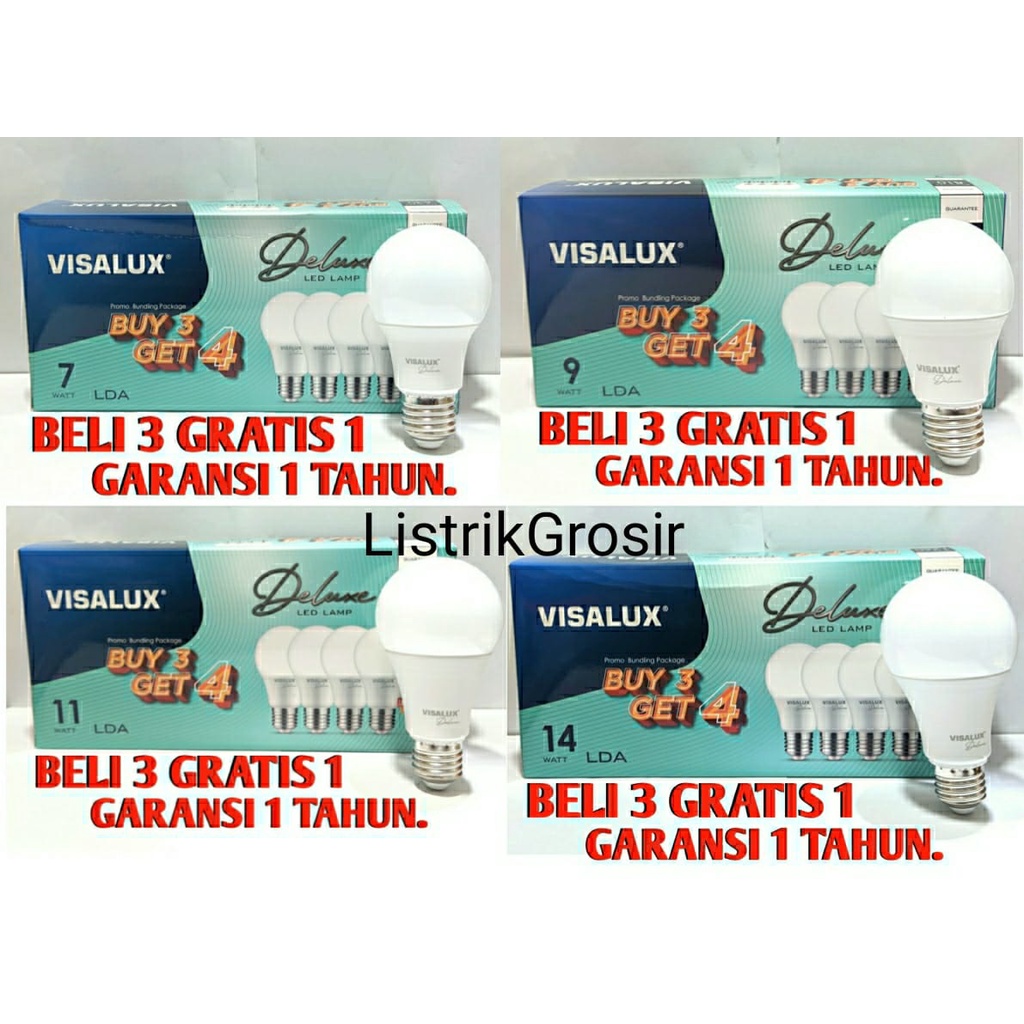 Lampu Led VISALUX Paket Beli 3 Gratis 1 Deluxe 11w watt Garansi 1 THN