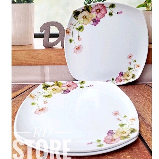 PROMO 3.PCS PIRING KOTAK PESEGI MOTIF ROSE MELAMINE