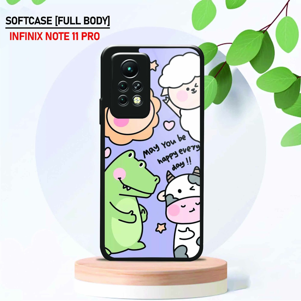 Softcase Kaca Infinix Note 11 Pro - Hardcase Glossy Infinix Note 11 Pro - Fashion [ Kartun Cow 2 ] -