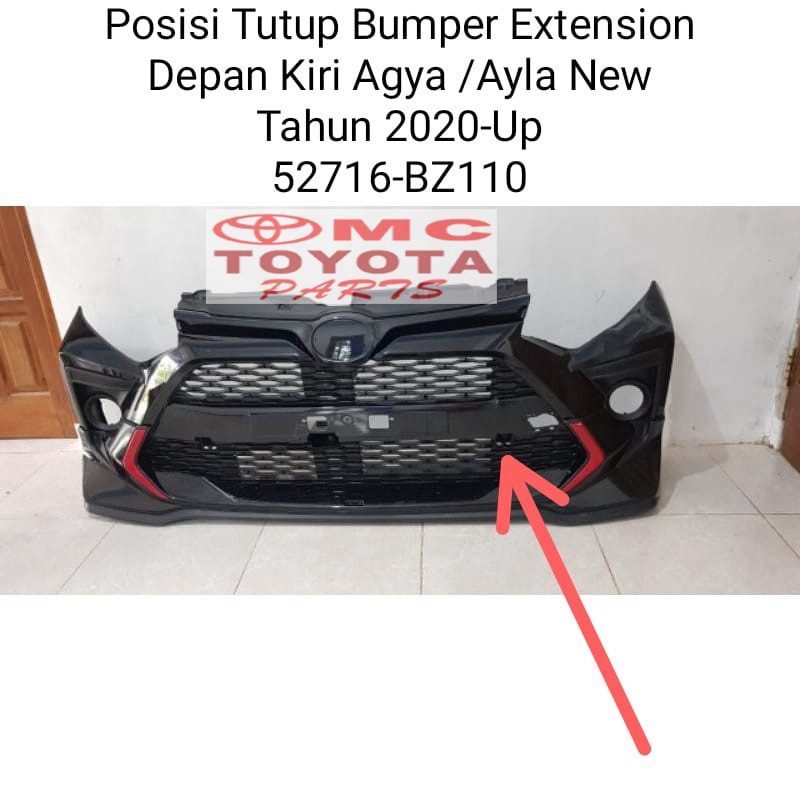 Tutup Cover Extension Bumper Depan Kiri Agya Ayla New 52716-BZ110