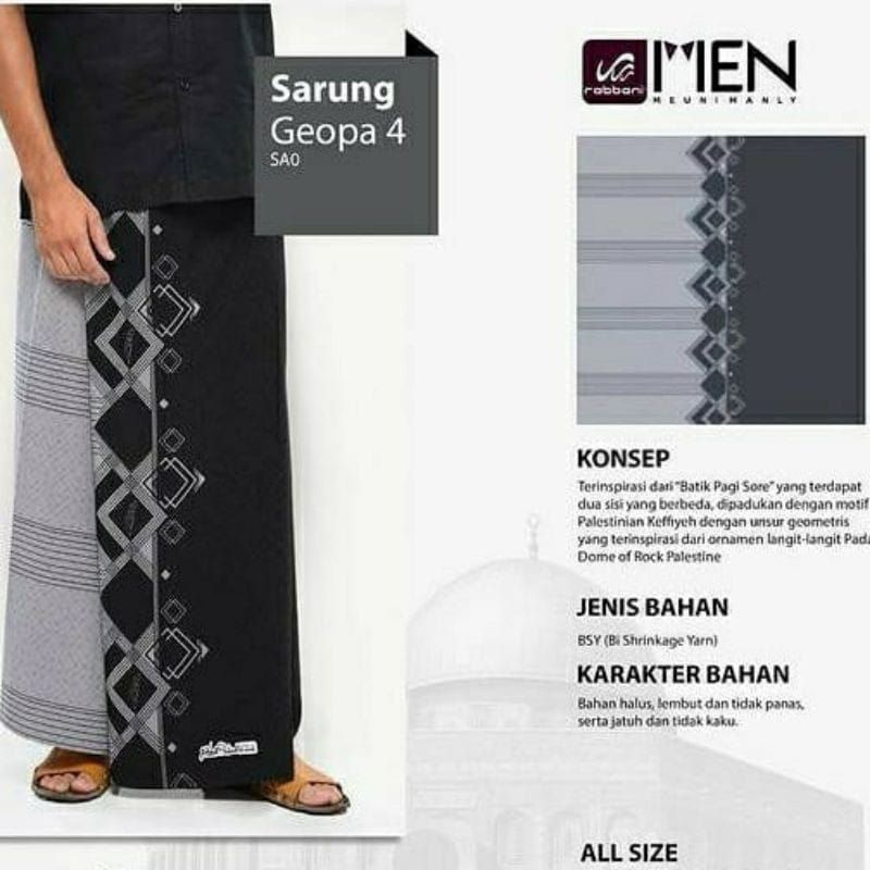 SARUNG GEOPA 4 RABBANI/ SARUNG RABBANI HITAM ABU / SARUNG RABBANI PALESTINE / SARUNG RABBANI TERBARU