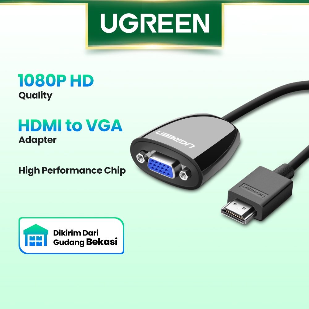 【Stok Produk di Indonesia】Ugreen Kabel Adapter Converter HDMI to VGA(40253)