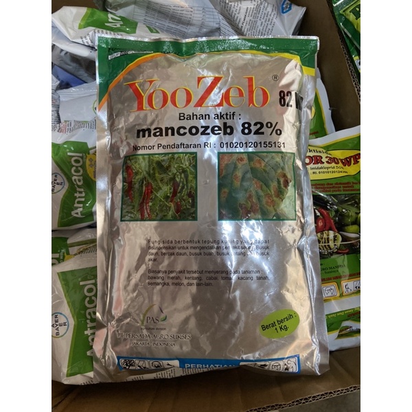yoozeb kuning 1kg fungisida kontak mancozeb 82wp yozeb 82%