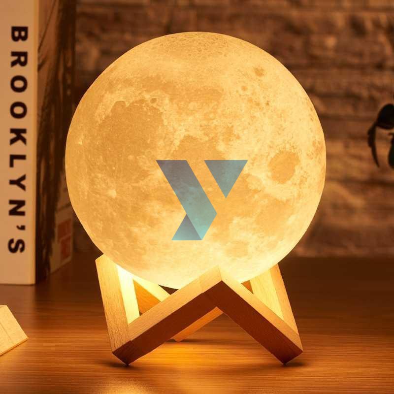 RAMBERY Lampu Tidur 3D Printed Moon Night Light Lamp 12 cm - ROX-05 ( Al-Yusi )