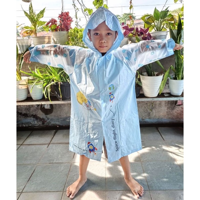 Kids Raincoat Jas Hujan Anak Motif Dengan Ruang Untuk Tas Ransel