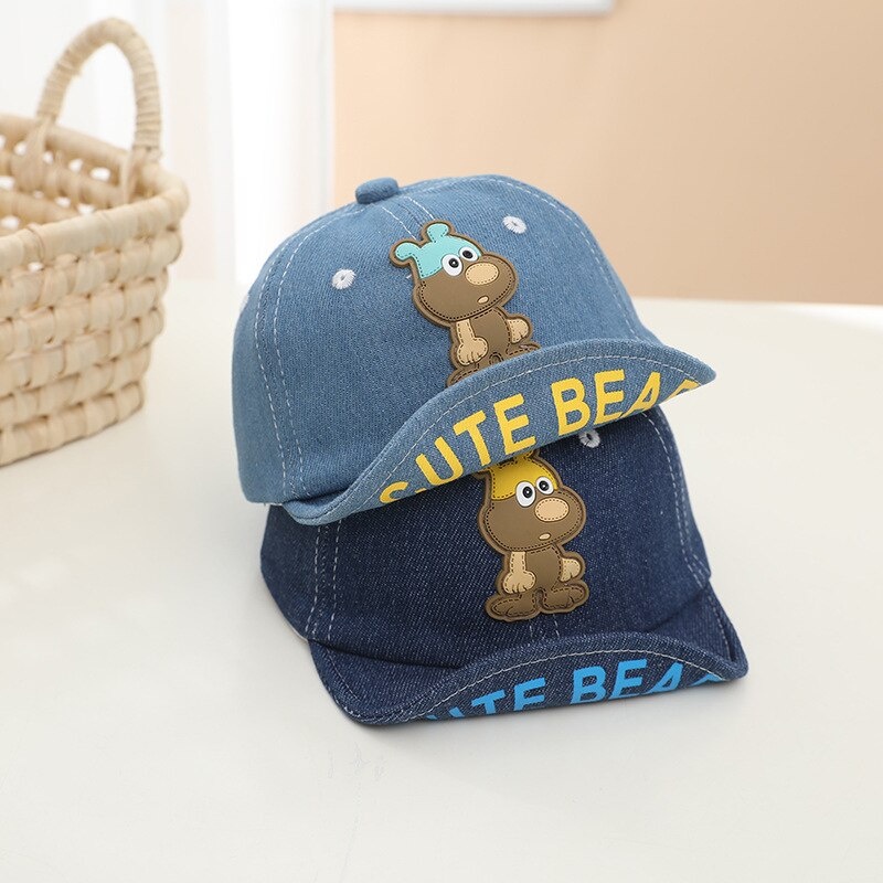 COD- Topi anak laki laki impor korea Usia 1-3 tahun / topi anak laki laki MOTIF BEAR DENIM LUCU / Topi korea