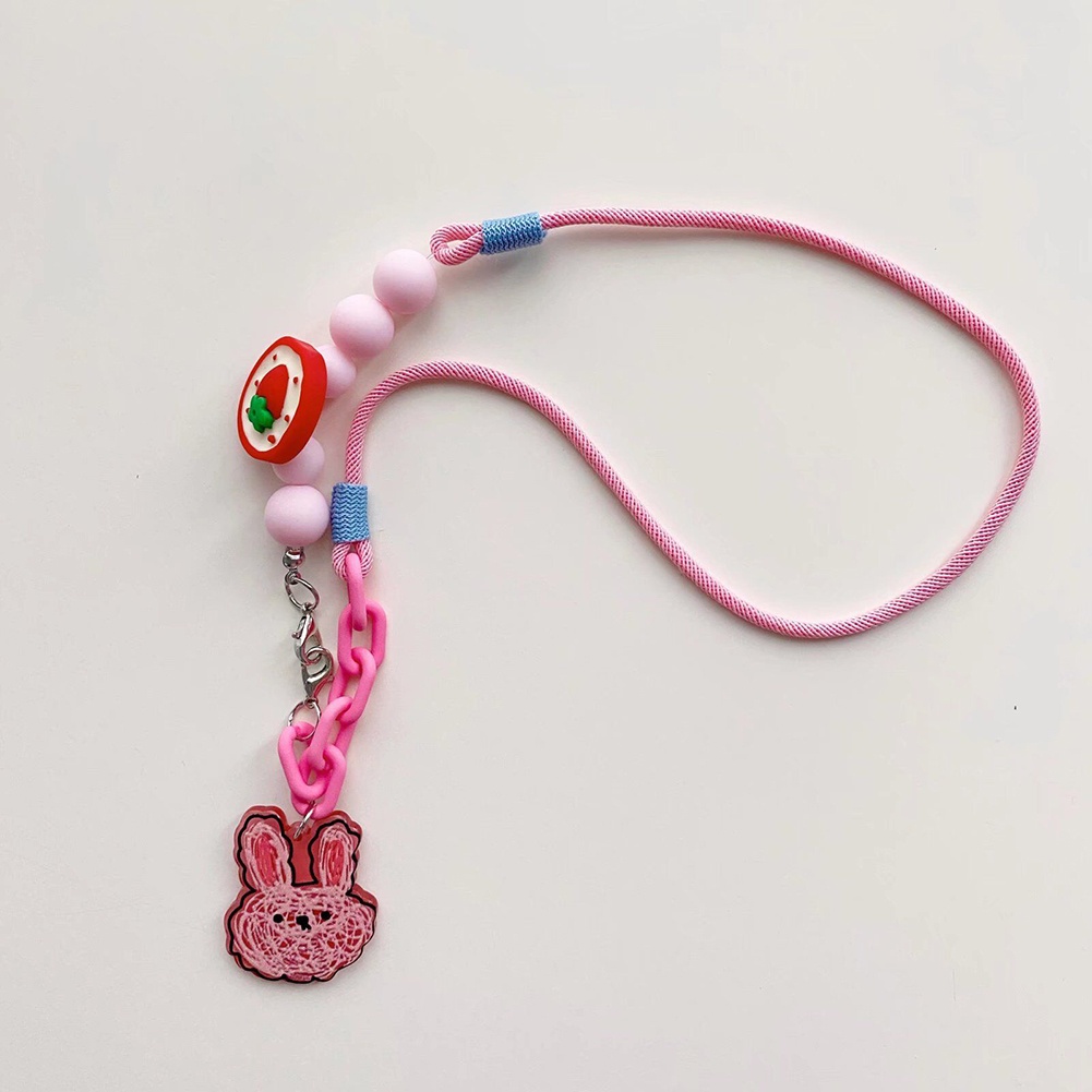 Tali Lanyard Rantai Manik-Manik Bentuk Kartun Hewan Warna Pelangi Untuk Anak