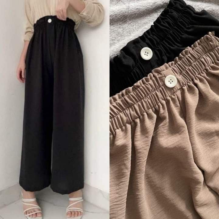 CELANA KULOT CRINKLE AIRFLOW RUBY PREMIUM CELANA KULOT HIGHWAIST VARIASI KANCING DEPAN