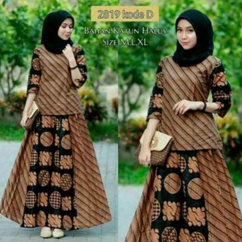 SETELAN BLUS DAN ROK BATIK SOGAN LAWASAN KEKINIAN MURAH SETALAN BATIK CEWEK ROK N BLUS [NGS.18Oc22т]