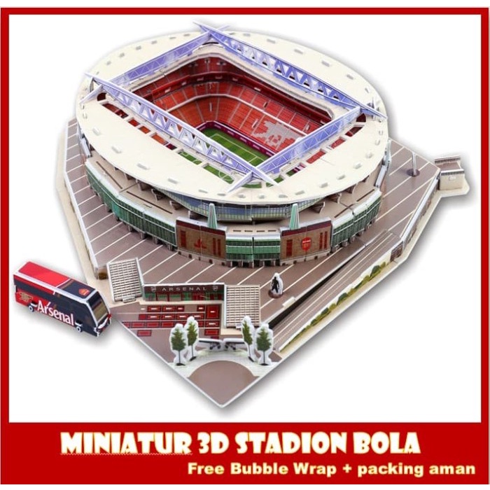 Miniatur Stadion Bola Arsenal, Miniatur Emirates Stadion Puzzle 3D