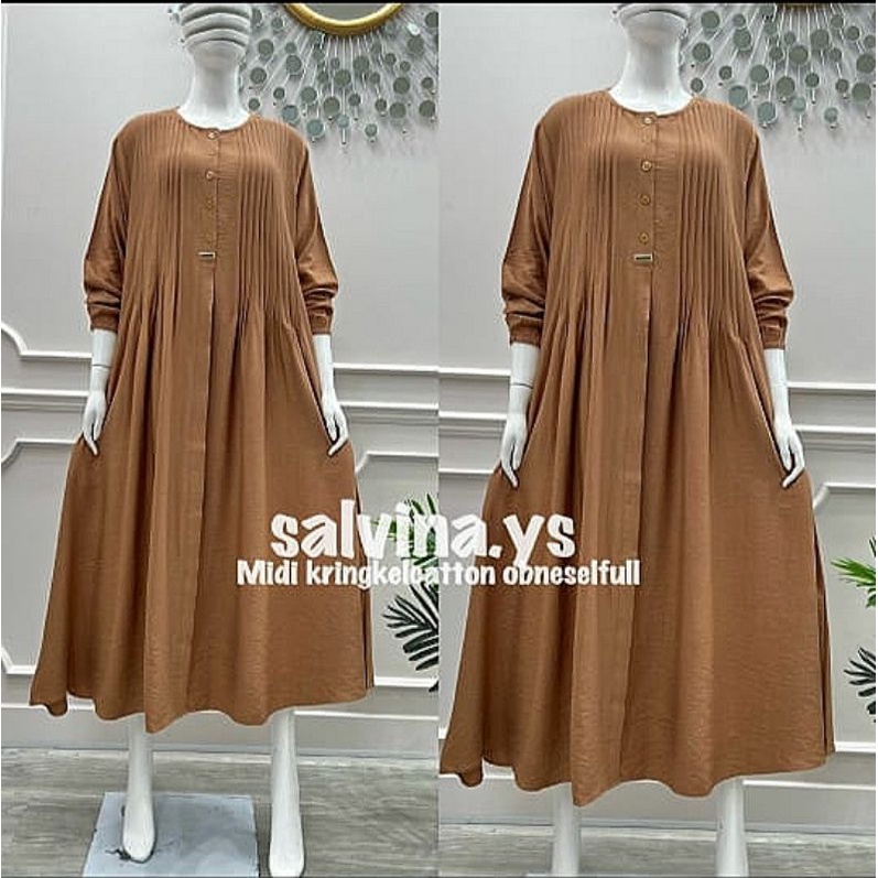 GAMIS MIDI DRESS CRINGKEL SALVINA YS ORIGINAL/MIDI DRESS SALVINA KRINGKEL/MIDI KRINGKEL LIPIT DADA/A