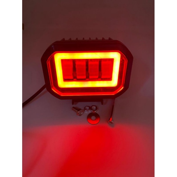 Lampu Tembak sorot 4mata LED - Lampu Tembak Daymaker 4 mata - Kotak Bulat + senja - Diam &amp; Kedip Body Plastik