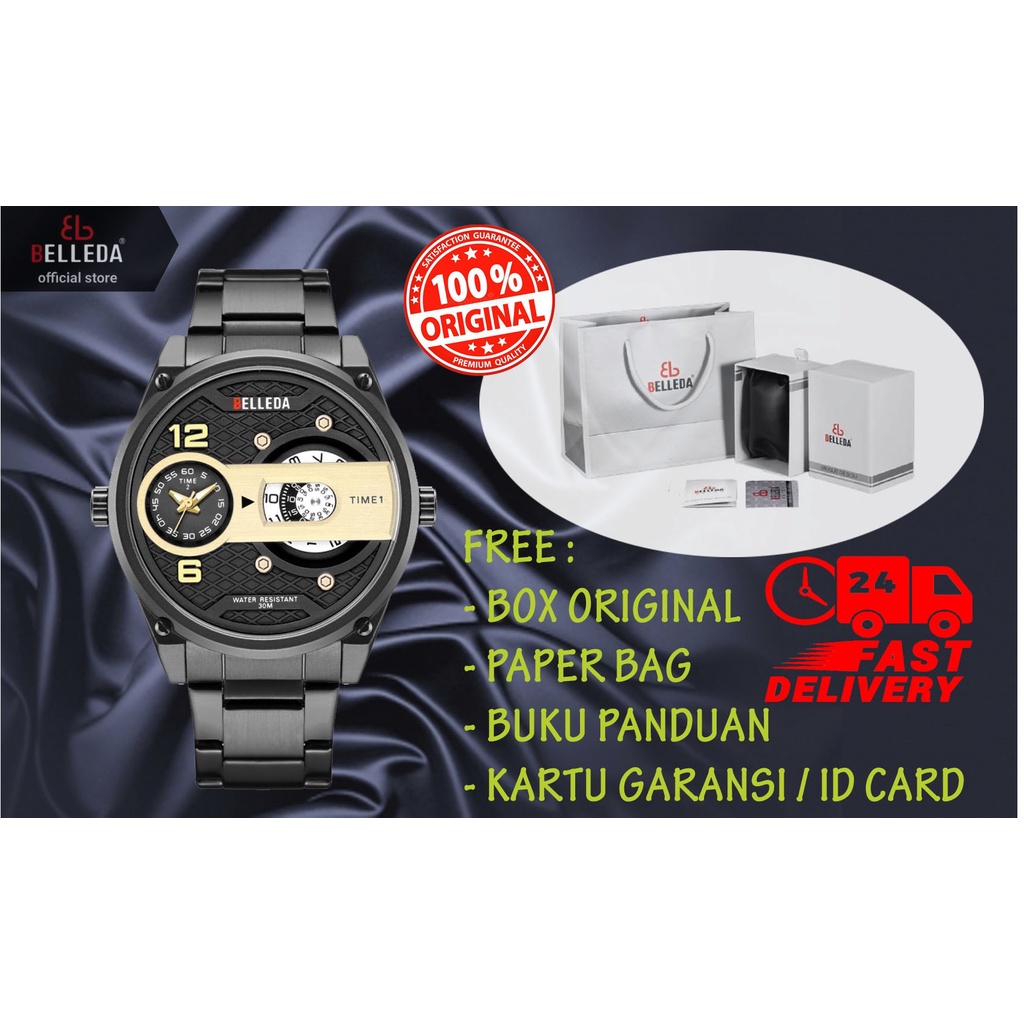 AIO SHOP-BELLEDA 9008 Jam Tangan Pria / Jam Tangan Rantai Jam Tangan Rantai ORIGINAL waterproof Berg