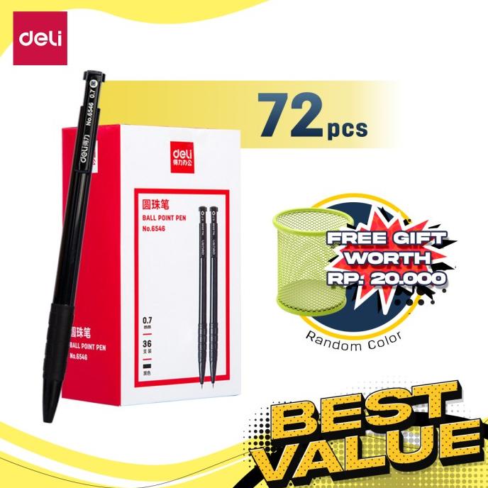 

Deli Combo ATK Ekonomis 48/72 pcs Pulpen 0.5 mm Gratis Tempat Pulpen