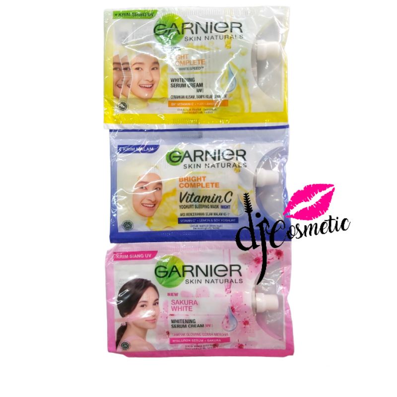 [Saset 7ml] Garnier Cream Sachet | Day Cream | Light Complete | Bright Complete | Sakura White | Whitening Serum Cream UV | Yogurt Sleeping Mask Night