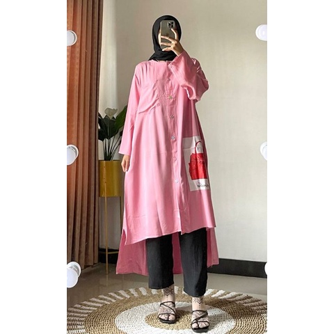 TUNIK ANISA BAHAN TWILL/tunik kekinian bahan rayon twill/outfit kekinian/mini dress