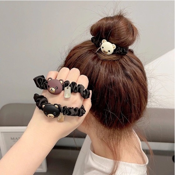 PREMIUM Kuncir Rambut Bear Beruang dengan Bola Krystal - Bear Hair Tie - Korean Style