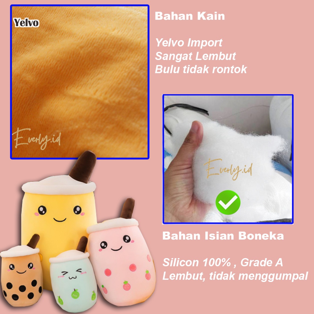 SNI ! Boneka BOBA Jumbo L 45cm MILK TEA BROWN Lucu Gemes Unyu  untuk kado ulang tahun anak pacar teman laki perempuan pria wanita cowok cewek   gemes import ori premium original JUMBO BESAR MINI KECIL  everly.id everlyid gemoy lucu