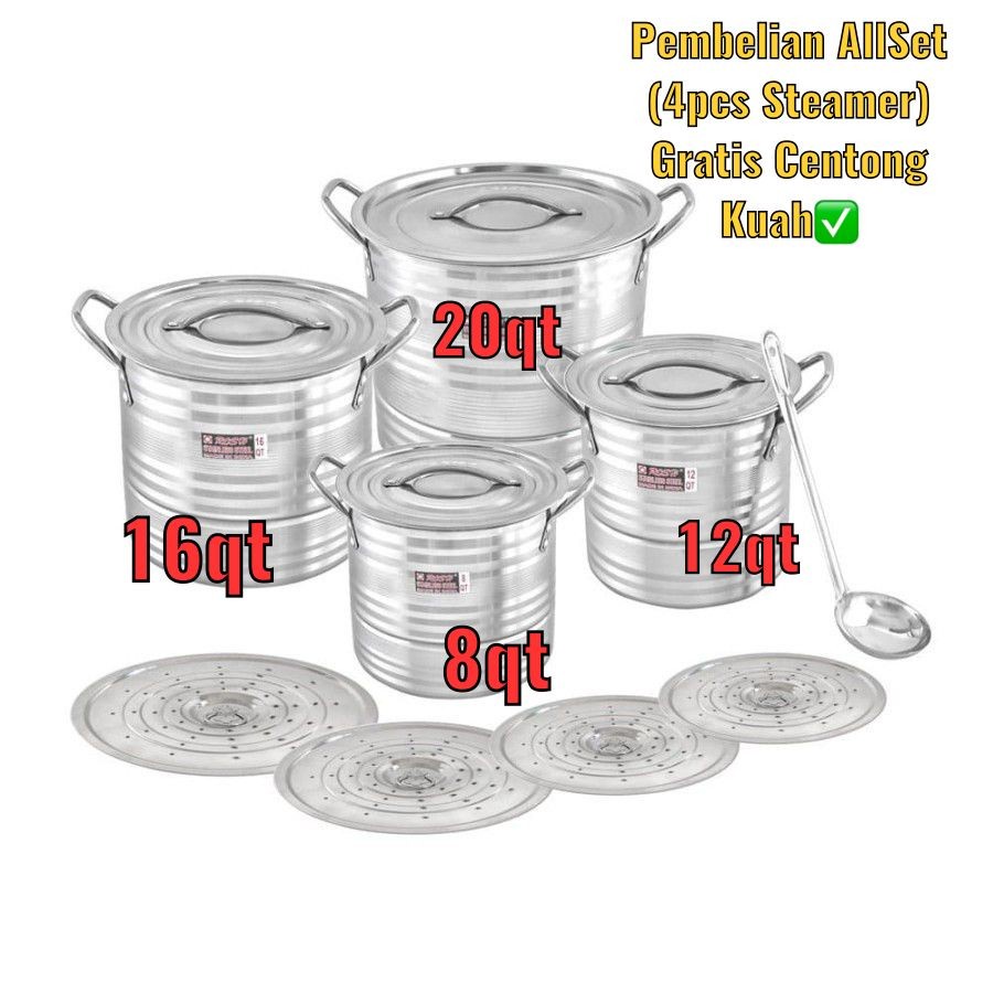 Langseng Super Steamer Arizona 12 - Panci Masak Tinggi Tebal - Panci Sup