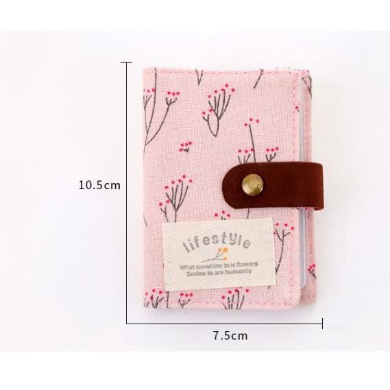 Dompet Kartu Dompet ATM Kanvas Motif Floral Bunga 20 Slot Kartu Canvas Murah - BUM