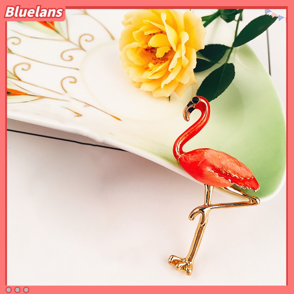 Bluelans Red Enamel Flamingo Bird Brooches Pin Breastpin Women Animal Scarf Dress Jewelry