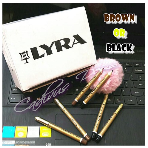 Pensil Alis Lyra Brown &amp; Black | Lira Penebal Penghitam Alis Mata Celak/Calak Original Warna Hitam dan Coklat