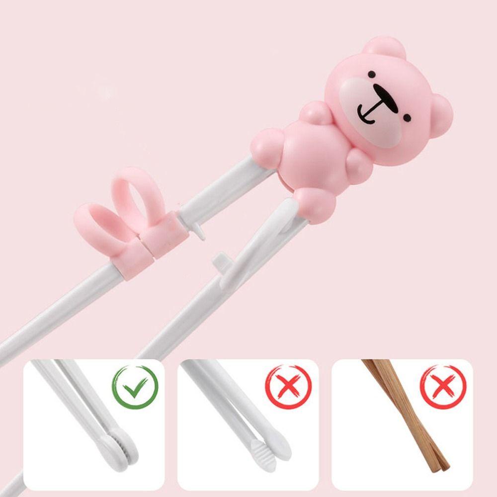 Needway Sumpit Latihan Bayi Lucu Aman Non-Slip Silikon Balita Kartun Beruang Baby Practice Chopsticks