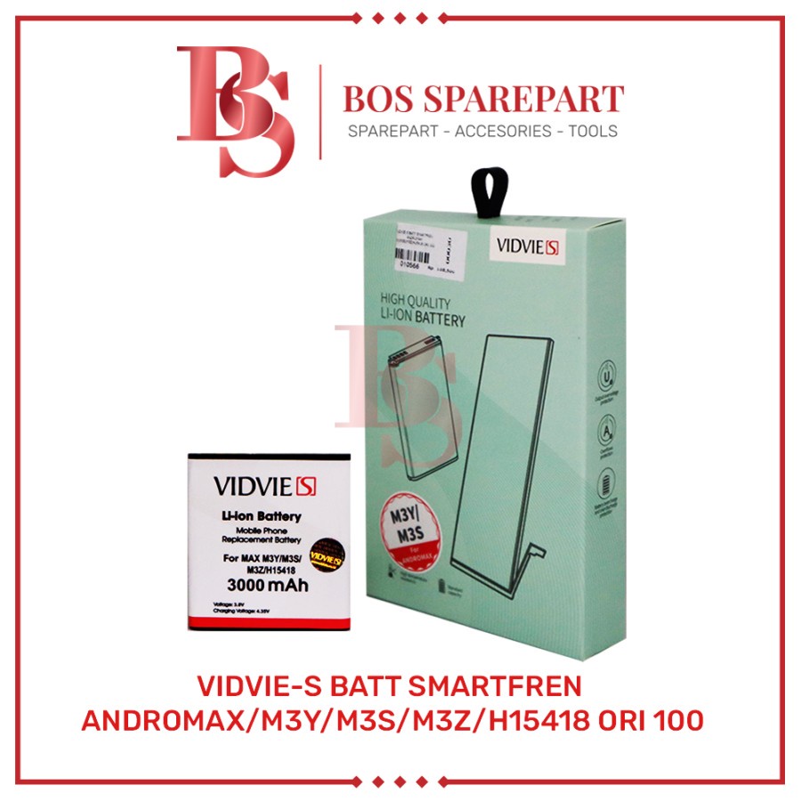 VIDVIE-S BATERAI SMARTFREN ANDROMAX M3Y / M3S / M3Z / H15418 ORI 100 / BATTERY / BATRE