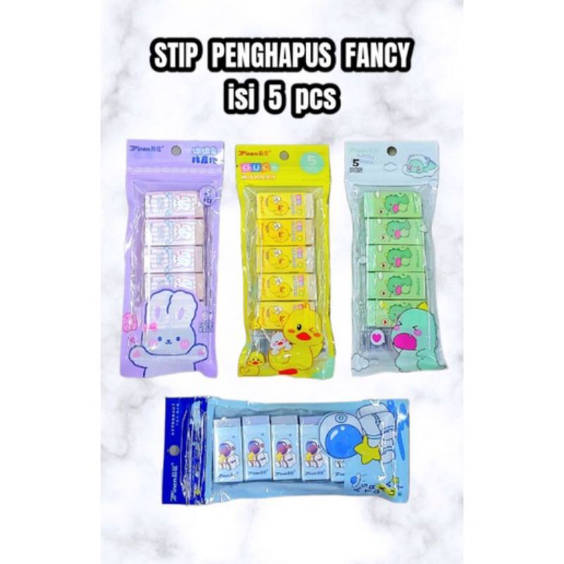 

Penghapus stip fancy isi 5 pcs motif Astronot Duck Dino Bunny