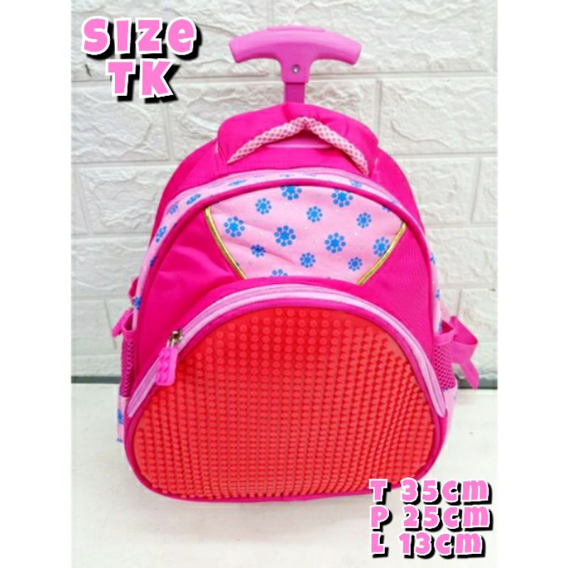 Tas Troli Sekolah Anak SD Motif Timbul 3D Tas Dorong Anak Good Quality