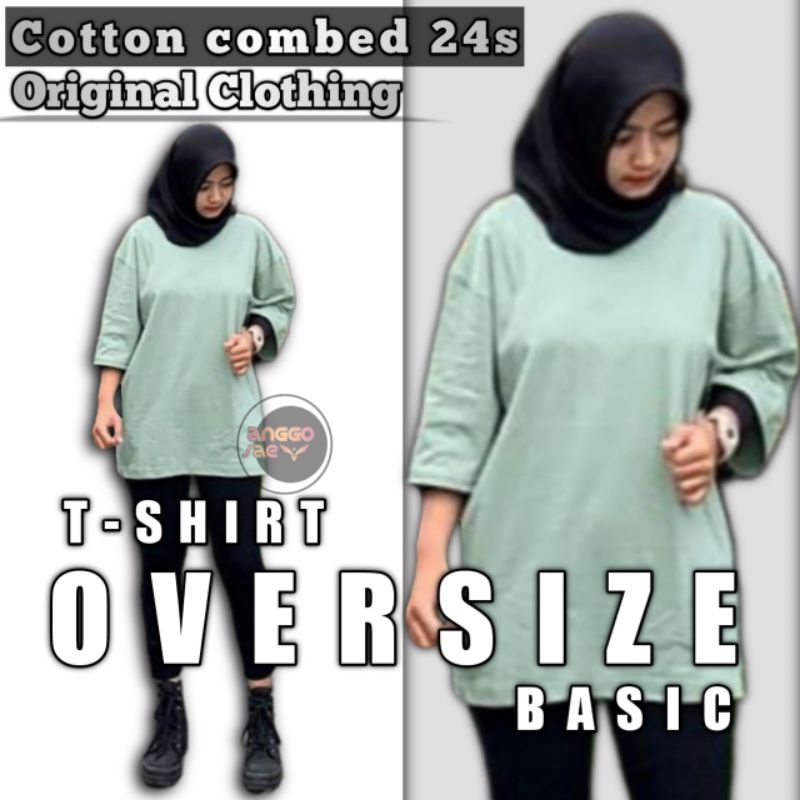 Kaos Polos Wanita Jumbo Oversize Cotton Combed 24s ORIGINAL PREMIUM anggosae Biru Wardah