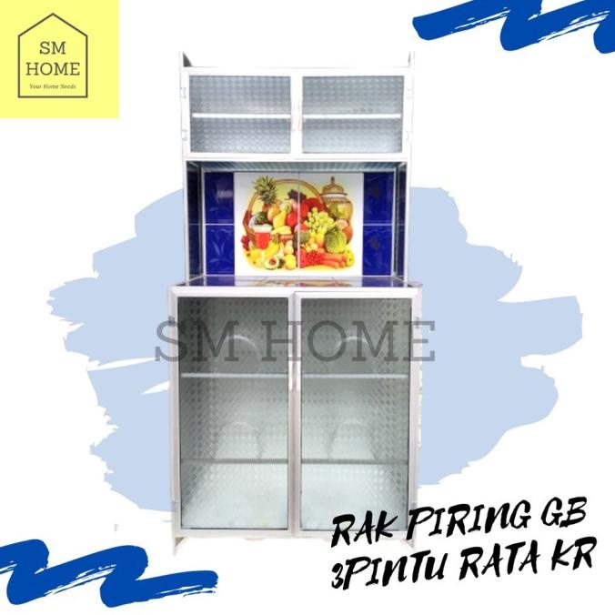 Jual Rak Piring Aluminium 2pintu Rata Gambar Bawah Keramik Rak Dapur Kuat Cv6546xc Shopee 0364