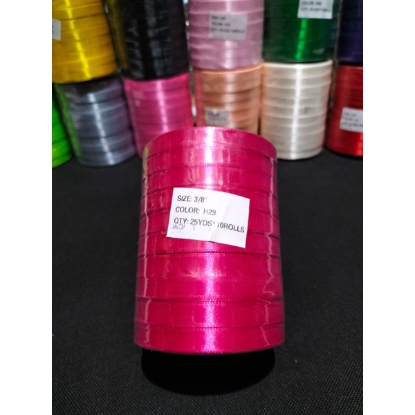 

Pita Satin 1 cm per roll 25 yard / Pita Satin 3/8 inchi - Pink Tua