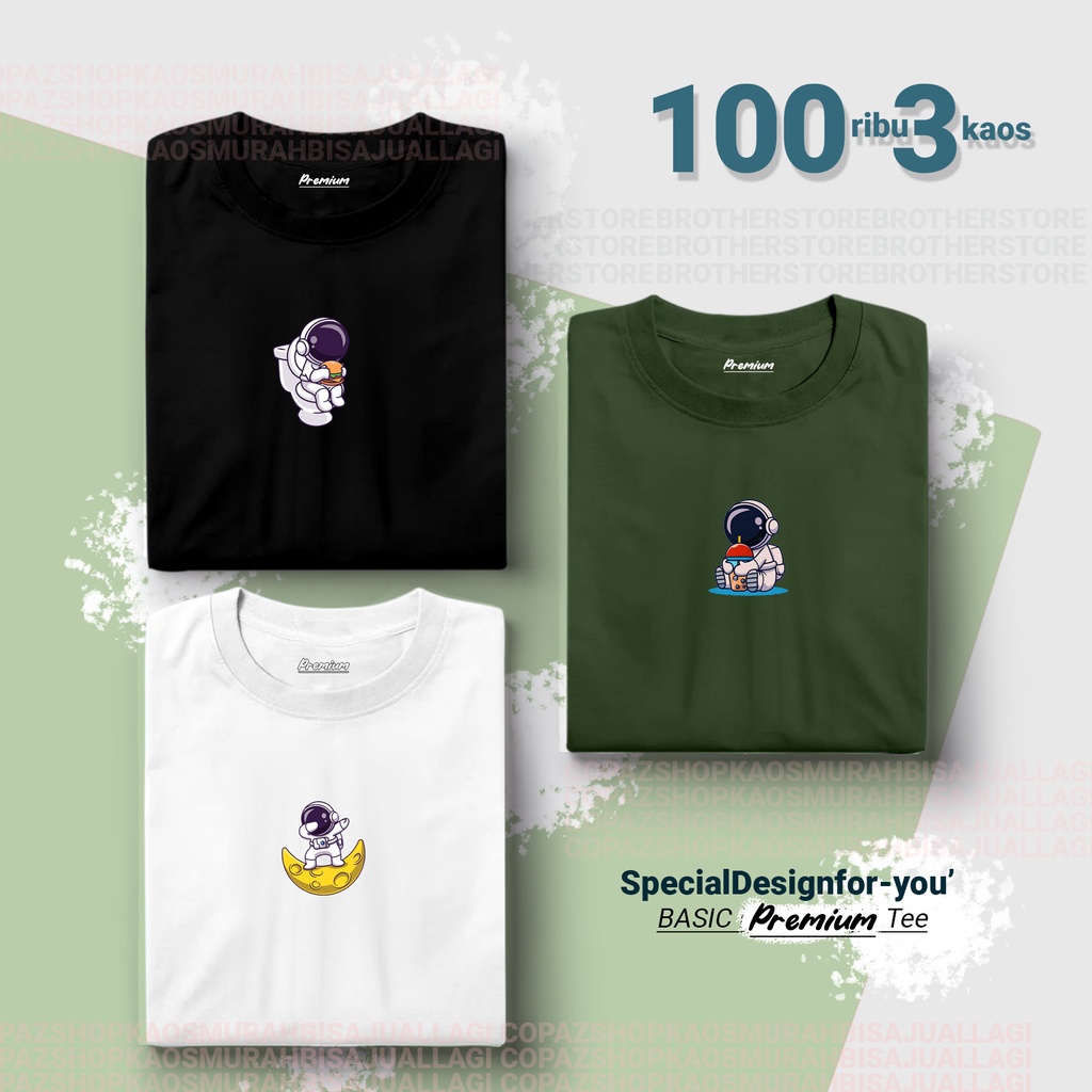 Kaos Distro Pria Wanita PREMIUM - Kaos 100 3 Pcs - PAKET USAHA - Eat Boba