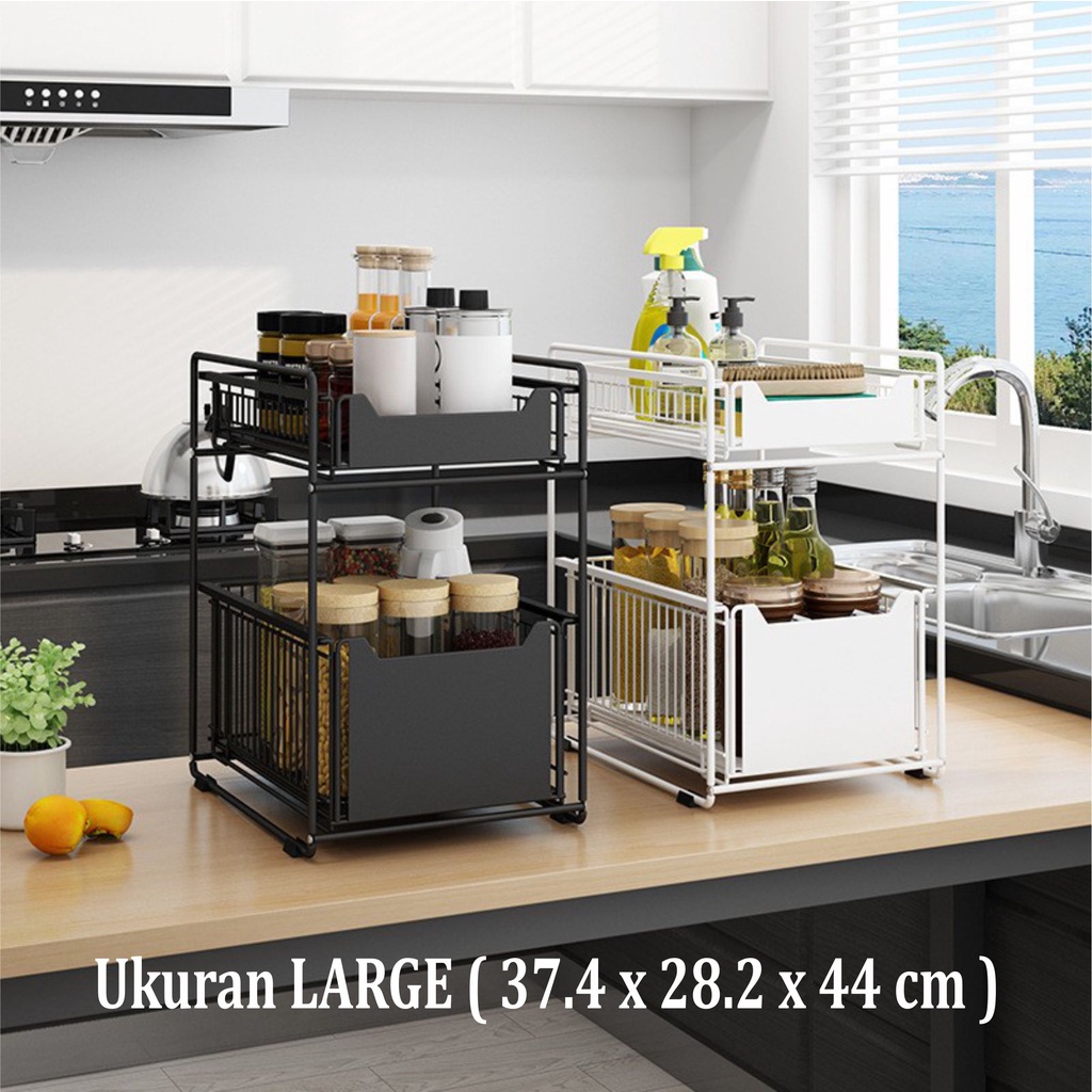 Rak Dapur Serbaguna Stainless Lemari Geser Keranjang Tarik Keluar Dapur Organizer Rak Penyimpanan Laci 1012