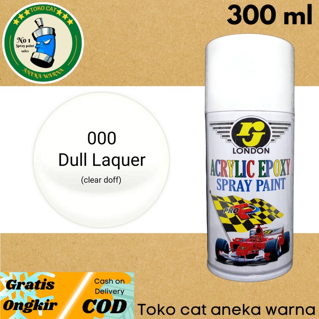 CAT SEMPROT 300ML CLEAR DOFF DULL LAQUER MATTE RJ LONDON SPRAY PAINT PILOX PILOK UNTUK BODY MOTOR MOBIL BESI KAYU PLASTIK