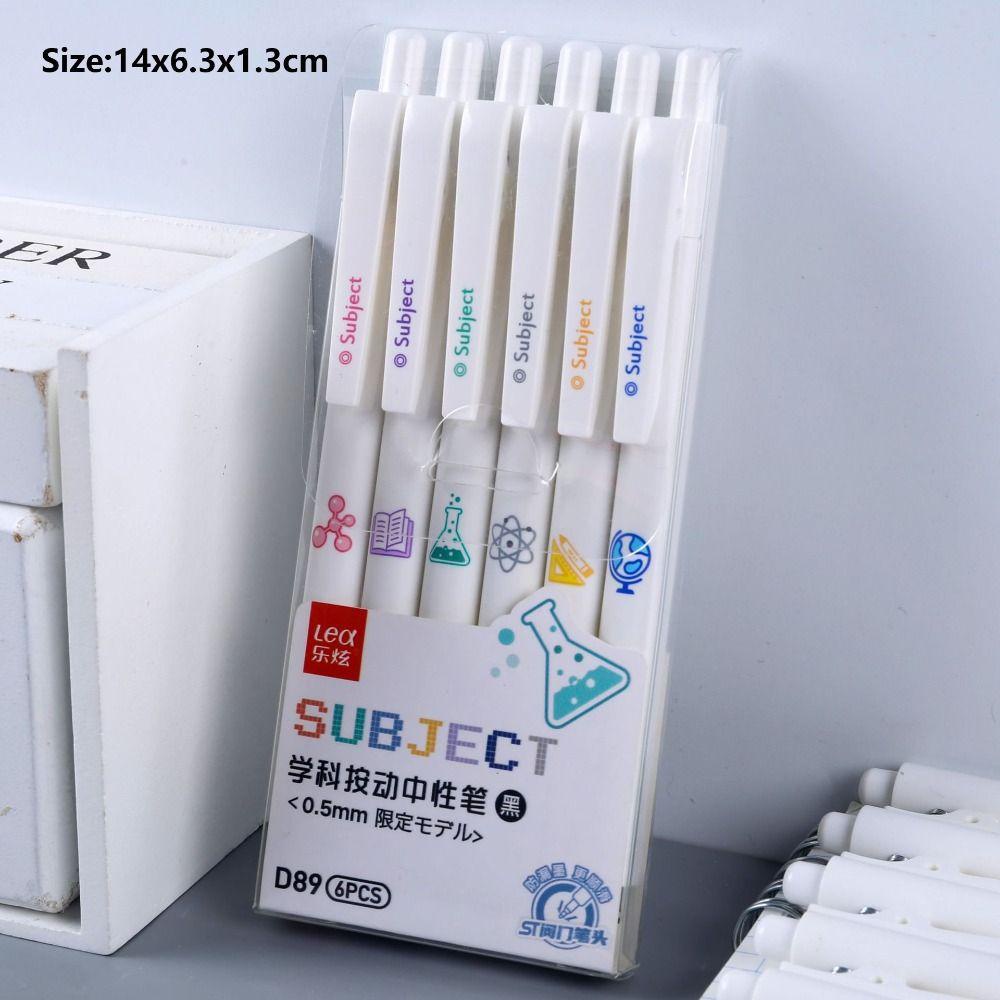 Preva 6PCS/Set Pena Gel Perlengkapan Kantor Sekolah Alat Tulis Press Type Signature Pen