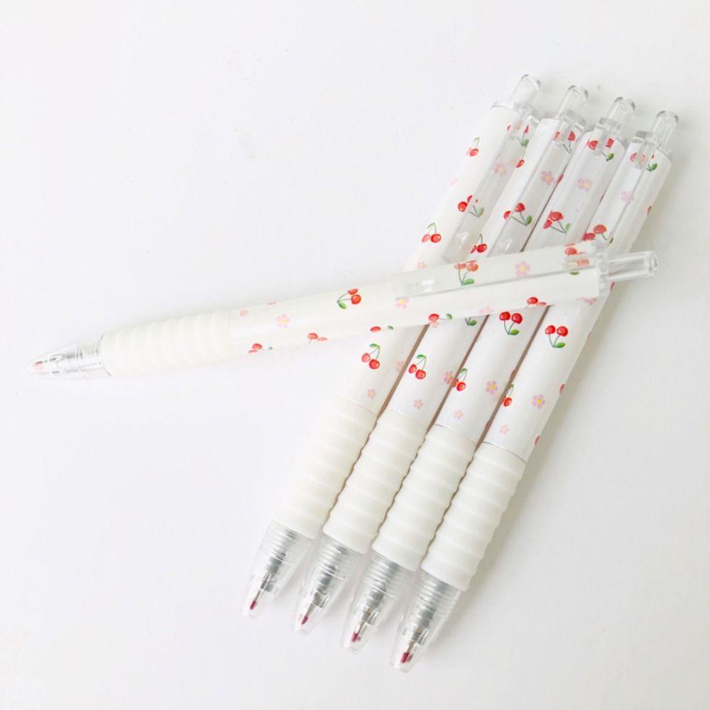 R-flower 6PCS/Set Gel Pulpen Mutil-styles Cherry Pattern Alat Tulis Signature Pen