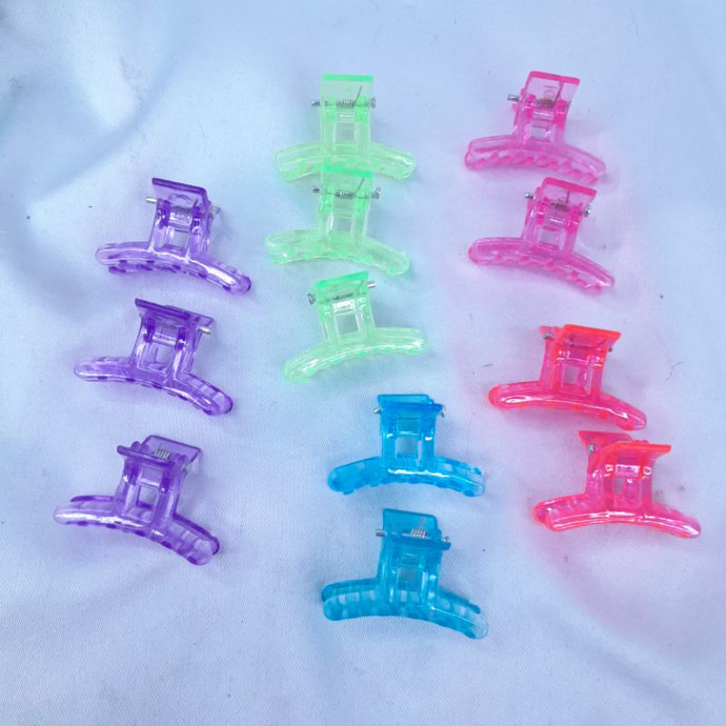 (12 Pcs) Jepit Salon Bentuk T Mini / Jedai Rambut T Warna Perpack