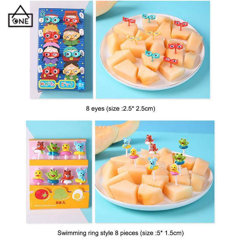 COD❤️Garpu Buah Kartun Anak-anak Tongkat Bento/Tongkat Makanan Penutup Rumah Buah Sisipan Hewan Garpu Kecil-A.one