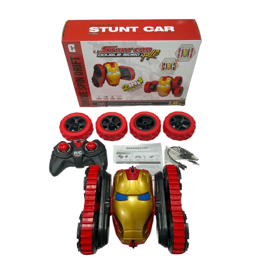 Mainan Anak RC STUNT CAR IRON MAN Remote Control Double Sided Stunt