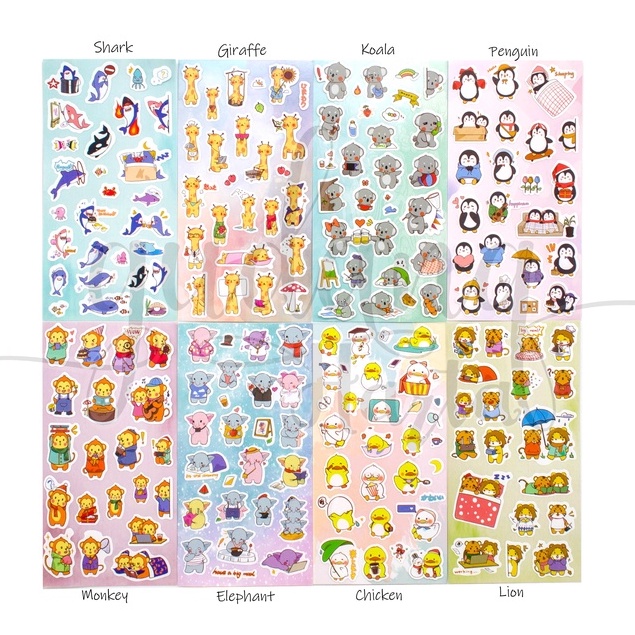 Stiker Cute Animal Murmer Sticker Motif Chicken Giraffe Lion DIY Scrapbook GH 303115