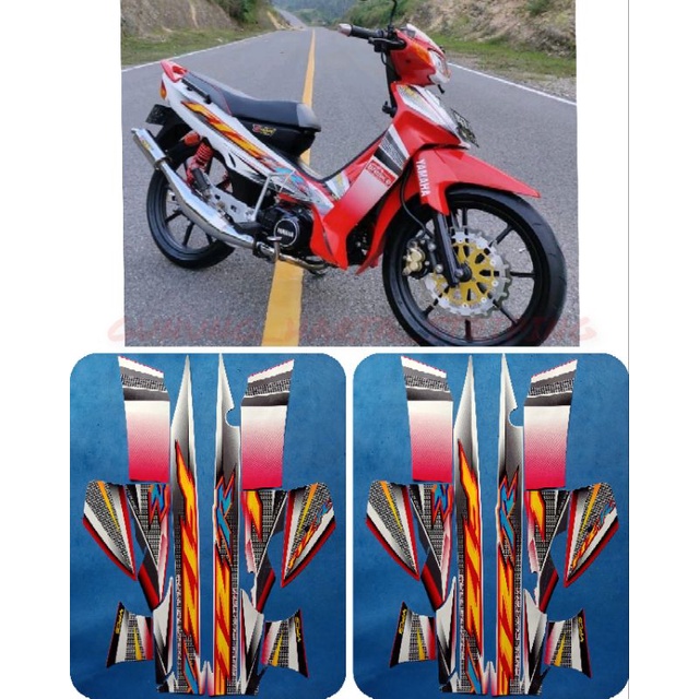 Striping Stiker Lis Les Body Motor Yamaha FIZ R 2004-2005 Full Set Motif Standar Original Warna Mera