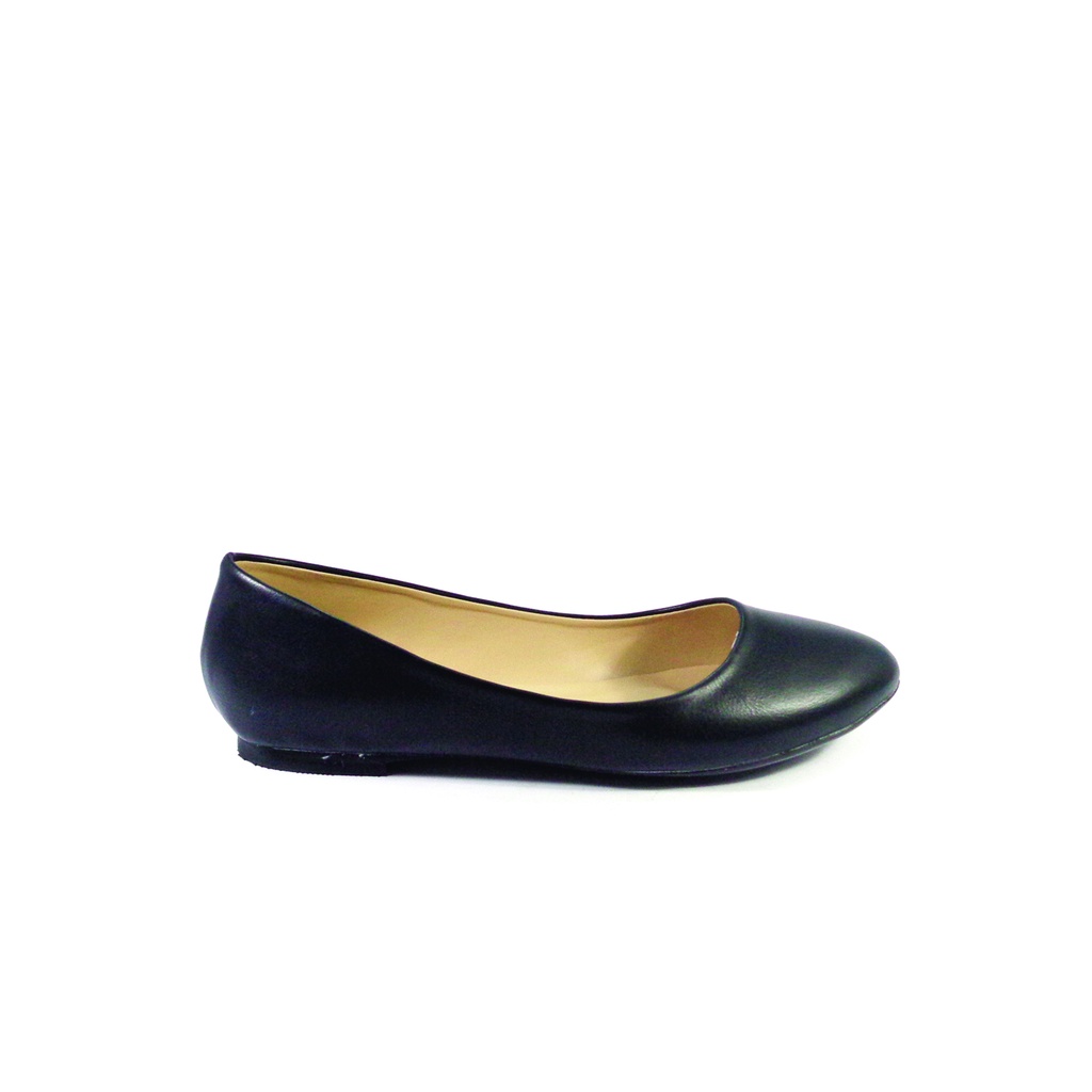 Workswell Sepatu Flat Wanita Basic Ujung Bulat Kode 138 Hitam Doff