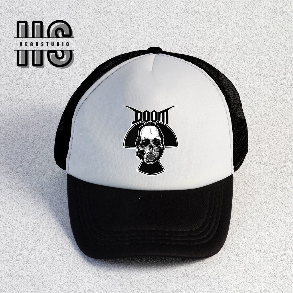 Doom | Trucker Hat Best Seller | Topi Pria | Topi | Trucker | Topi Band | Baseball | Band | Topi Jaring | Topi Sablon | Head Studio